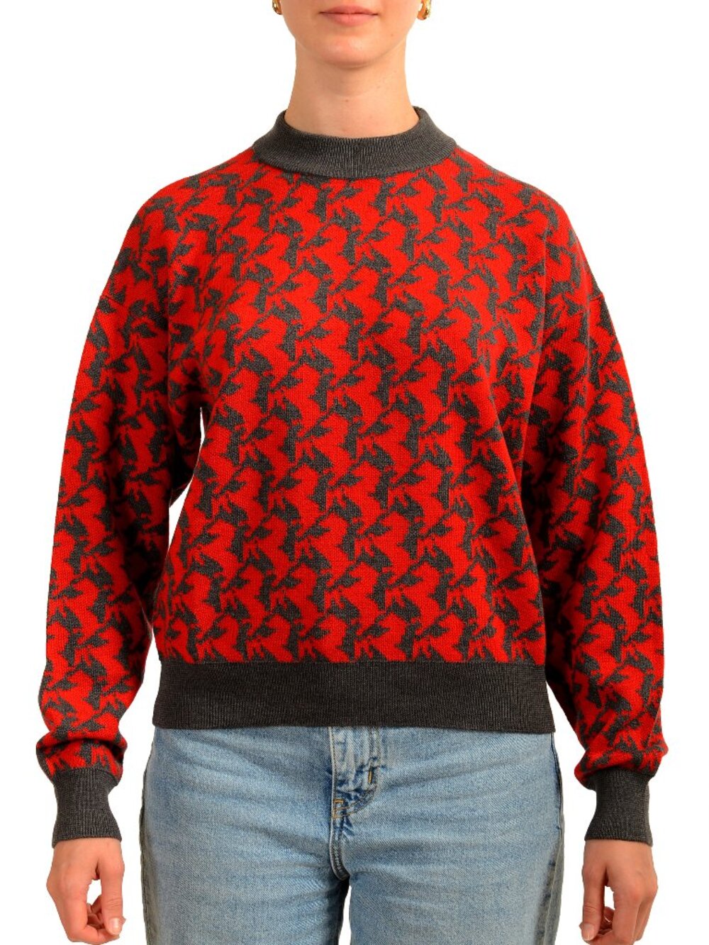 Scuderia Ferrari Women's Cavallino Pixelated 100% Wool Sweater US S IT 40